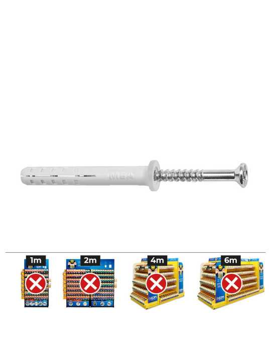 Tacos Golpe Ø5 x 25 mm + Tornillos Cabeza Plana Ø5 x 35 mm, Caja 200 uds CELO