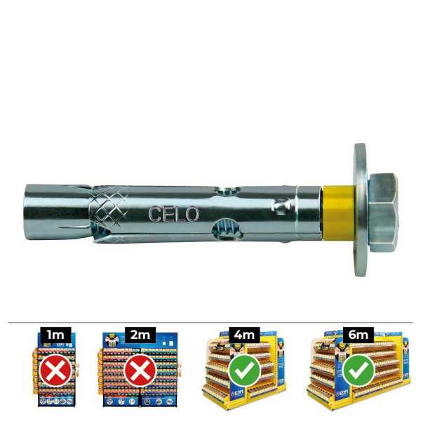 Anclaje Dynabolt Tornillo Zincado M6 Ø8 x 45 mm, Caja 250 uds CELO