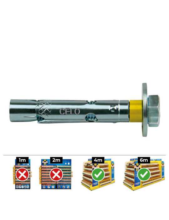 Anclaje Dynabolt Tornillo Zincado M8 Ø10 x 80 mm, Caja 100 uds CELO