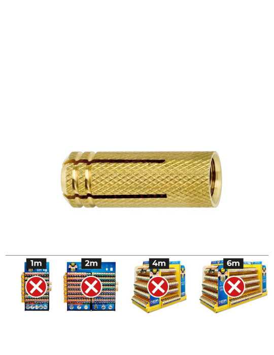 Taco de Latón Me M12 Ø15 x 40 mm, Caja 25 uds CELO