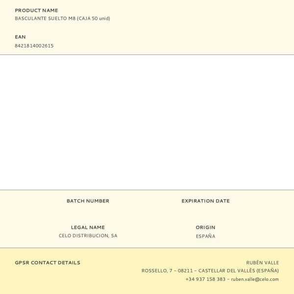 Basculante Suelto M8 (Caja 50 unid) CELO