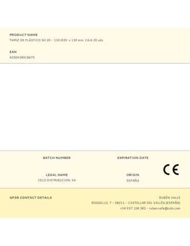 Tamiz de Plástico Sh 20 - 130 Ø20 x 130 mm, Caja 20 uds CELO 2
