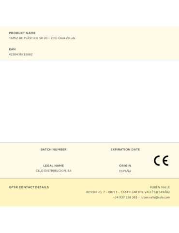 Tamiz de Plástico Sh 20 - 200, Caja 20 uds CELO 2