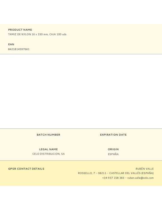 Tamiz de Nylon 16 x 330 mm, Caja 100 uds CELO