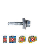 Caja 250 Uds. Tornillo 7301 Punta Broca Cabeza Hexagonal Ø 5,5 x 50 mm. Arandela de EPDM Ø16 Cincado CELO