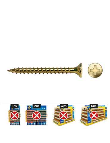 Caja 1000 Unidades Tornillo Madera Vlox Rosca Completa Avellanado Impronta PZ Ø3,5 x 30 mm Bicromatado CELO