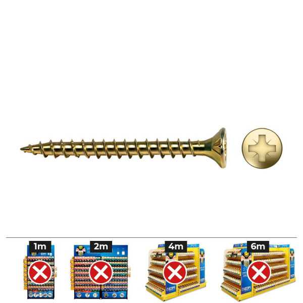 Caja 1000 Unidades Tornillo Madera Vlox Rosca Completa Avellanado Impronta PZ Ø4 x 25 mm Bicromatado CELO