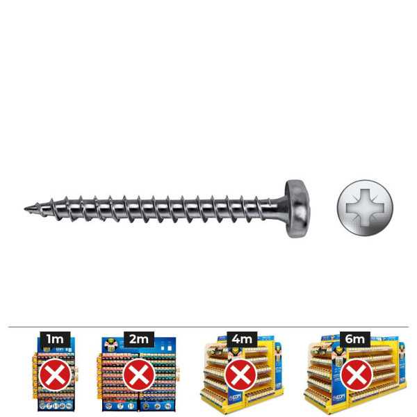 Caja 1000 Unidades Tornillo Madera Vlox B Rosca Completa Alomado Impronta PZ Ø3,5x17 mm. Cincado CELO