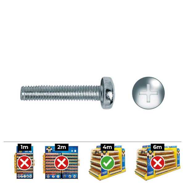 Caja 500 unid. Tornillo Metrica Alomado Philips Din/Ref 7985 Ø4x30mm Zincado CELO