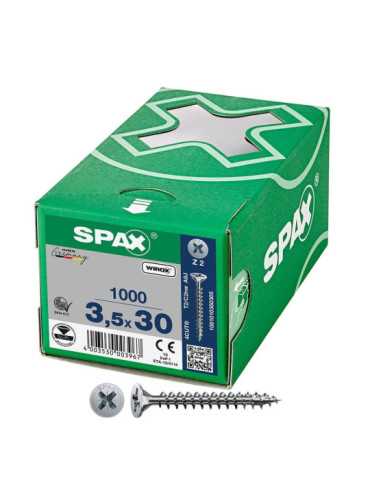 Caja 1000 Unid. Tornillo Universal Cabeza Plana Wirox 3,5X30MM Z2 SPAX