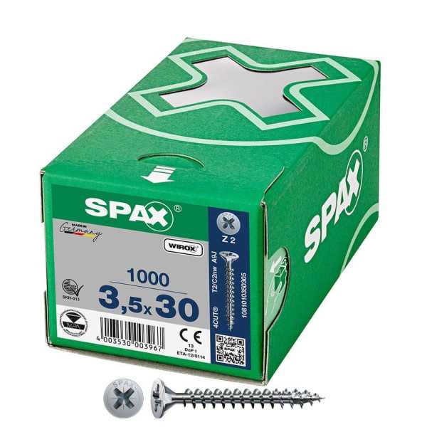 Caja 1000 Unid. Tornillo Universal Cabeza Plana Wirox 3,5X30MM Z2 SPAX
