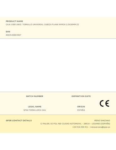 Caja 1000 Unid. Tornillo Universal Cabeza Plana Wirox 3,5X30MM Z2 SPAX 2