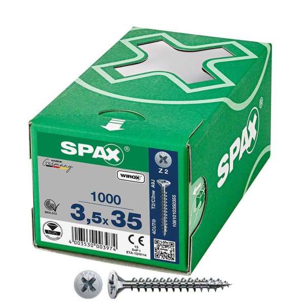 Caja 1000 Unid. Tornillo Universal Cabeza Plana Wirox 3,5X35MM Z2 SPAX