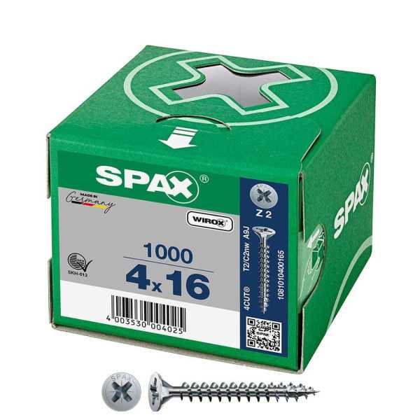 Caja 1000 Unid. Tornillo Universal Cabeza Plana Wirox 4X16MM Z2 SPAX