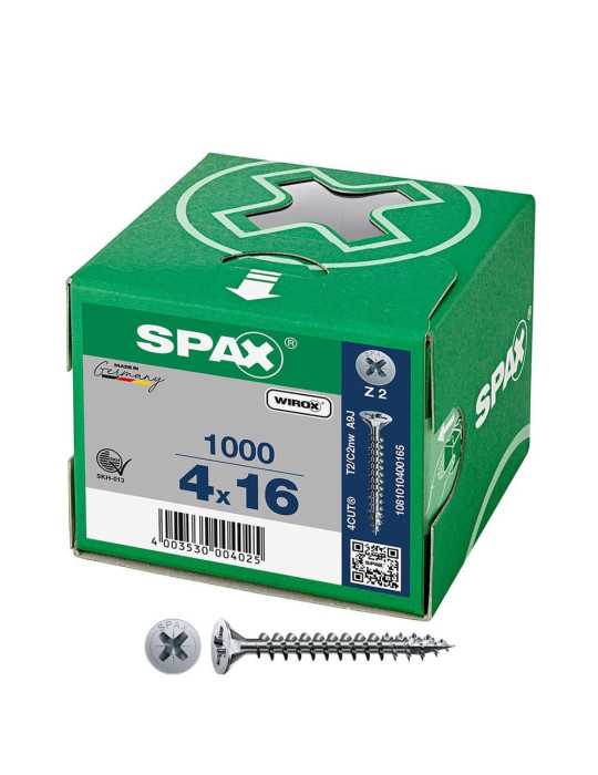 Caja 1000 Unid. Tornillo Universal Cabeza Plana Wirox 4X16MM Z2 SPAX