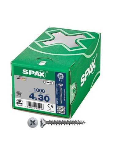 Caja 1000 Unid. Tornillo Universal Cabeza Plana Wirox 4X30MM Z2 SPAX