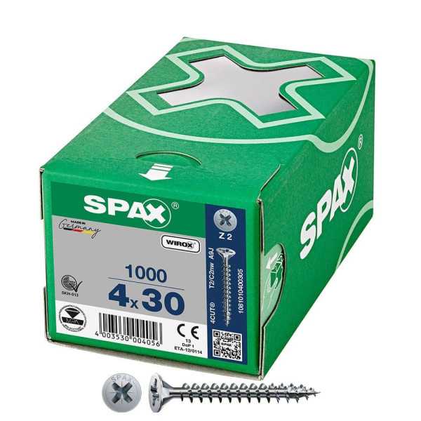 Caja 1000 Unid. Tornillo Universal Cabeza Plana Wirox 4X30MM Z2 SPAX