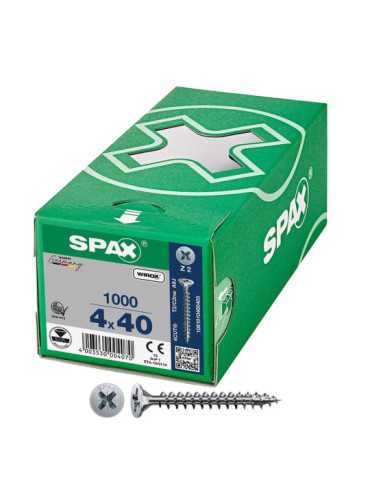Caja 1000 Unid. Tornillo Universal Cabeza Plana Wirox 4X40MM Z2 SPAX