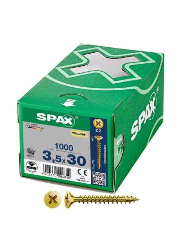 Caja 1000 Unid. Tornillo Universal Cabeza Plana Yellox 3,5X30MM Z2 SPAX