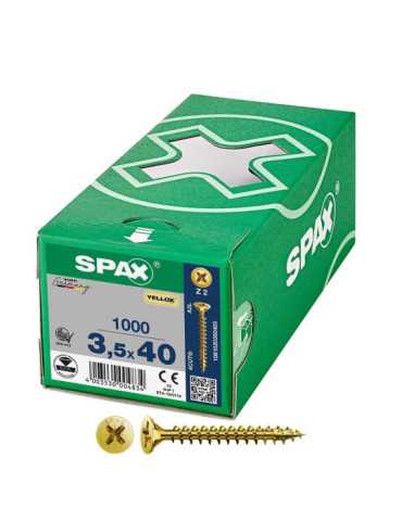 Caja 1000 Unid. Tornillo Universal Cabeza Plana Yellox 3,5X40MM Z2 SPAX