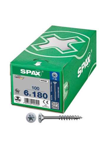 Caja 100 Unid. Tornillo Universal Cabeza Plana Wirox 6X180MM T30 SPAX