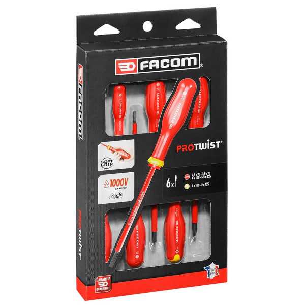 Destornilladores Aislados 1000V Protwist® Plano/Ph, Juego 6 Piezas FACOM