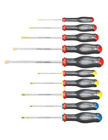 Destornilladores Protwist® Planos, Phillips® y Pozidriv®, Juego 10 Piezas FACOM