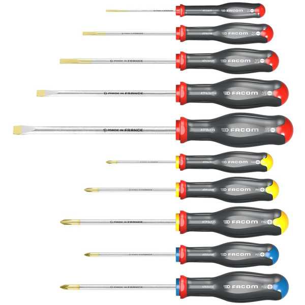 Destornilladores Protwist® Planos, Phillips® y Pozidriv®, Juego 10 Piezas FACOM