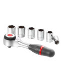 Llave de Carraca de ¼ pulg con Mango Giratorio y Vasos, Juego de 7 Piezas FACOM
