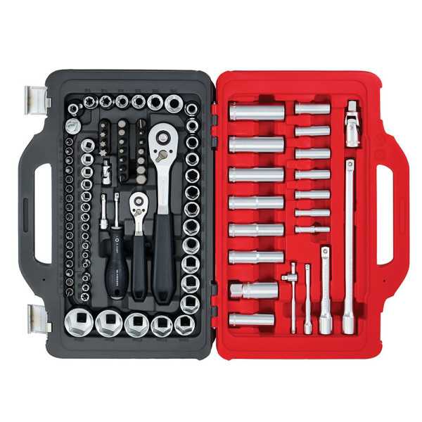 Llave de Carraca, Vasos y Accesorios de ½ y ¼ pulg, Juego 100 Piezas FACOM