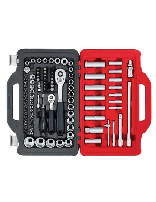 Llave de Carraca, Vasos y Accesorios de ½ y ¼ pulg, Juego 100 Piezas FACOM