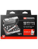 Llave de Trinquete 11 en 1 Ultracompacta con 9 Vasos, 200 mm FACOM