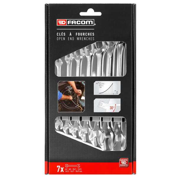 Llave Fija Doble, Juego 7 Piezas FACOM
