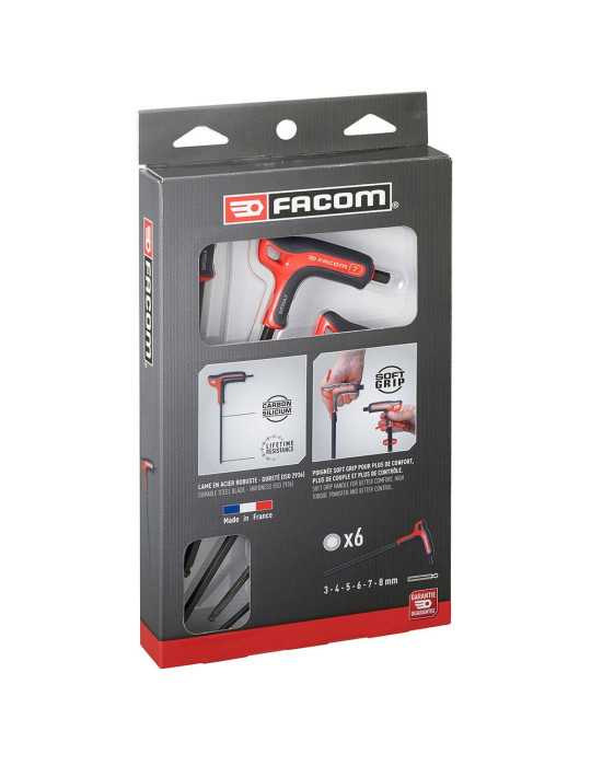 Llave Hexagonal con Mango en P Cabeza Esferica, Juego 6 Piezas FACOM