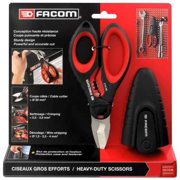 Tijera de Electricista de Gran Resistencia + Funda FACOM