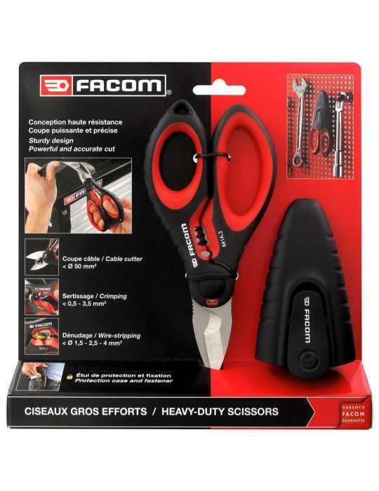 Tijera de Electricista de Gran Resistencia + Funda FACOM