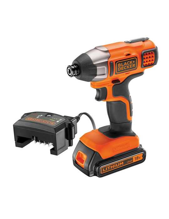 Kit Atornillador de Impacto 18 V ¼ pulg con Batería 2.0Ah y Cargador BLACK+DECKER