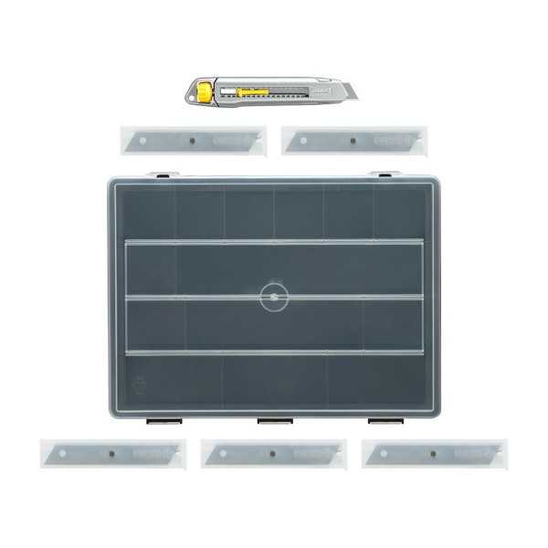 Cúter Metálico 18 mm + 50 Cuchillas + Organizador - Pack Interlock® STANLEY