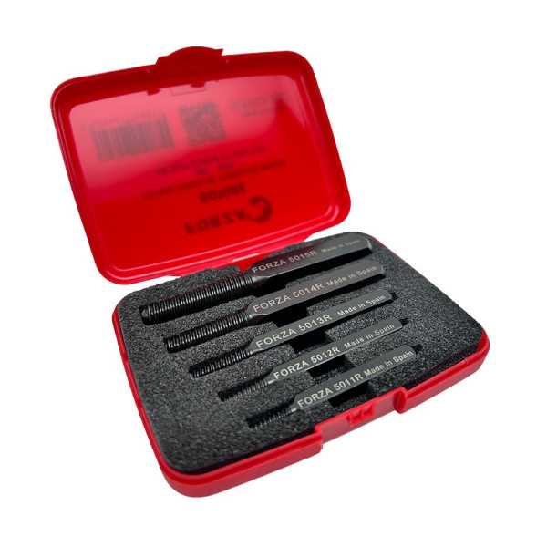 Extractor Tornillos Rotos Roscados 5010RE, M5-M20 Ø3, 4, 5, 6, 8 mm, Juego de 5 Piezas FORZA