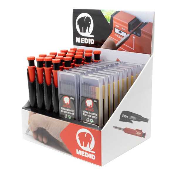 Marcador Portaminas + Recambios, Expositor 20 + 20 uds MEDID