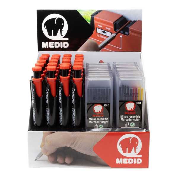 Marcador Portaminas + Recambios, Expositor 20 + 20 uds MEDID