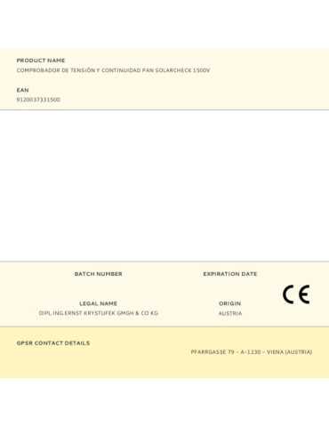 Comprobador de Tensión y Continuidad Pan Solarcheck 1500 V PANCONTROL 2