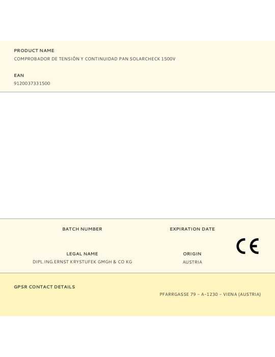 Comprobador de Tensión y Continuidad Pan Solarcheck 1500 V PANCONTROL