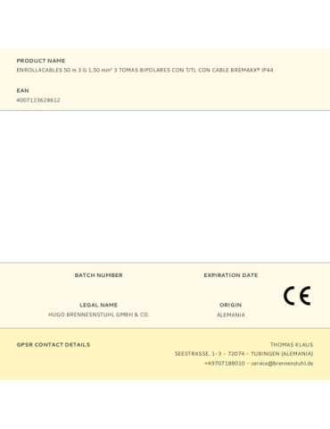 Enrollacables 50 m 3 G 1,50 mm² 3 Tomas Bipolares con T/Tl con Cable Bremaxx® IP44 BRENNENSTUHL 2