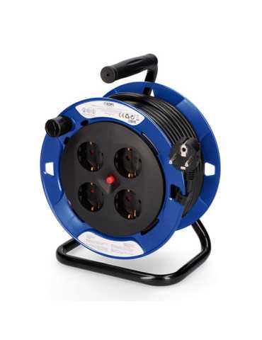 Enrollacables 15 m 3 G 1,50 mm² 4 Tomas Bipolares con T/Tl Profesional con Protector Termico EDM