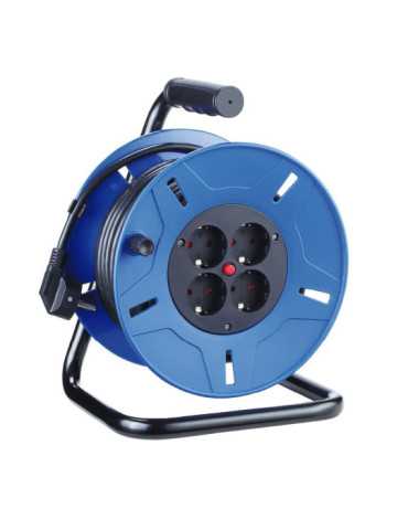 Enrollacables 25 m 3 G 1,50 mm² 4 Tomas Bipolares con T/Tl con Protector Térmico EDM