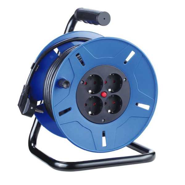 Enrollacables 25 m 3 G 1,50 mm² 4 Tomas Bipolares con T/Tl con Protector Térmico EDM