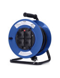 Enrollacables 25 m 3 G 2,50 mm² 4 Tomas Bipolares con T/Tl con Tapas Profesional con Protector Termico 3000W 230V EDM
