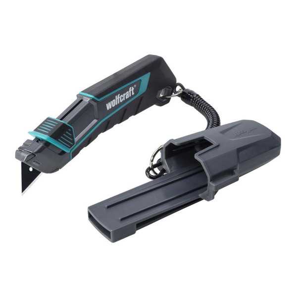 Cúter de Seguridad con Funda y Cordón WOLFCRAFT