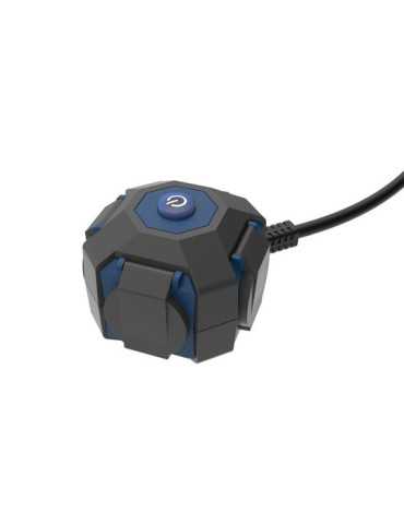 Base Múltiple 4 Tomas Schuko, Interruptor, IP44, 1,5 m de Cable H07RN-F 3G1,5 mm², 16A 230V~, Negra/Azul SIMON